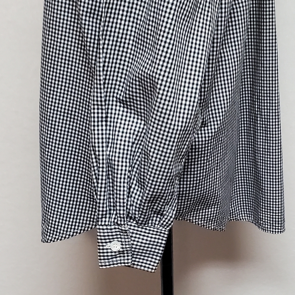 VINTAGE 90s Karen Kane Red Tartan Plaid Black Plaid Colorblock Button Up Blouse - Picture 8 of 13